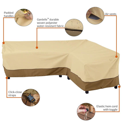 Classic Accessories Veranda Garden L-Shaped Sectional Sofa Cover, Pebble/Bark/Earth (264cm, Right Facing)