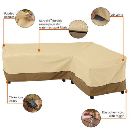 Classic Accessories Veranda Garden L-Shaped Sectional Sofa Cover, Pebble/Bark/Earth (264cm, Right Facing)