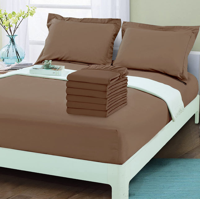 Elegant Comfort 6-Pack Fitted Bottom Sheets 1500 Thread Count Premium Hotel Quality, Deep Pocket, Wrinkle-Free, Stain and Fade Resistant-Side Pockets for Storage, 6PACK Fitted-Queen, Taupe