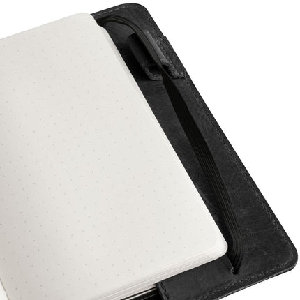 Hide & Drink, Rustic Cover for Leuchtturm A6 Hardcover Notebook (3.6 x 5.9 in. Notebook Not Included) Full Grain Leather, Handmade (Charcoal Black)