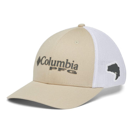 Columbia Unisex Pfg Mesh Ball Cap, Fossil, Grill, White, Bass, Large/X-Large
