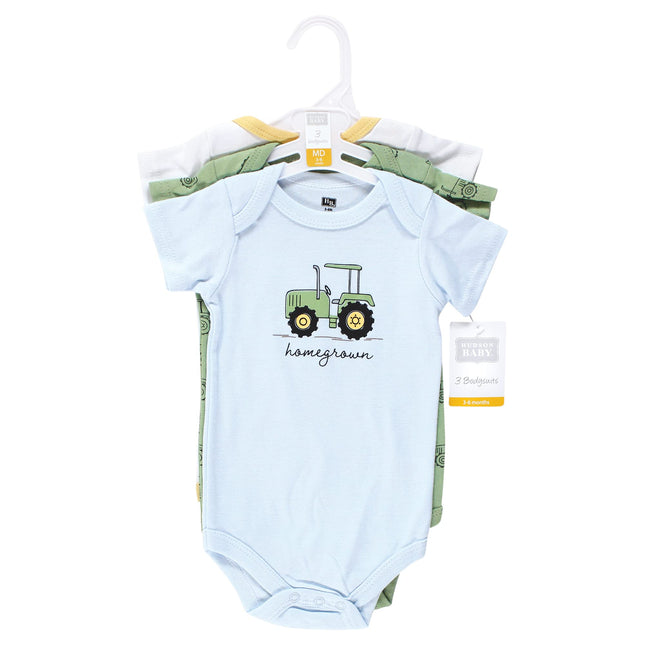 Hudson Baby Baby Cotton Bodysuits, Tractor, 18-24 Months