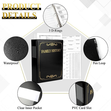 Family History Binder 3 Ring 60 Families Group Sheets 8th Generation 16 Sheets Genealogy Binder Dividers Family Tree Chart Genealogy Organizer Supplies with Pen Loop PVC Pocket for Families History