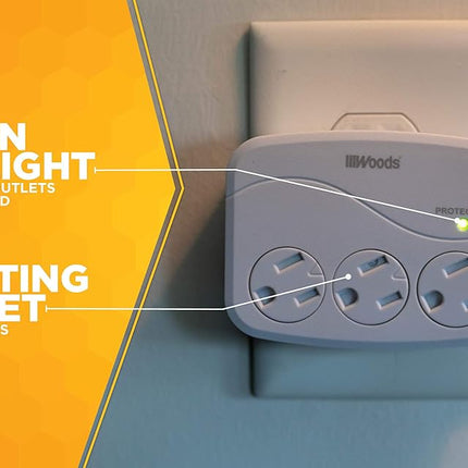 Woods 41034 Surge protector with 3 powers, 3 sockets 1000J protection