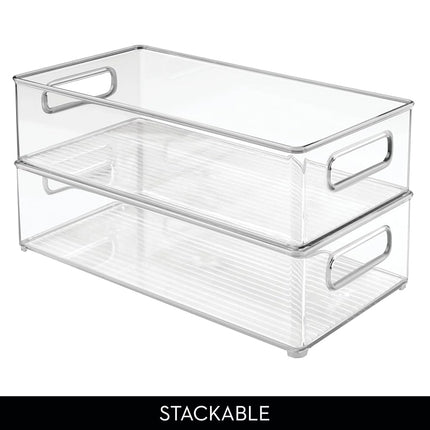 InterDesign 70530 Refrigerator and Freezer Storage Organizer Bins for Kitchen, 8" x 4" x 14.5", Clear Large