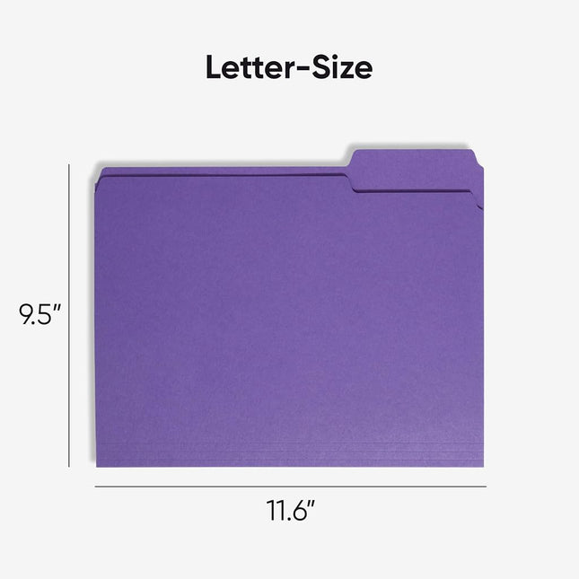 Smead Colored File Folder, 1/3-Cut Tab, Letter Size, Purple, 100 per Box (13043)