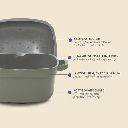 Crock-Pot Northvale Cast Aluminum Lightweight Durable 5.2 Quart Heavy Duty Dutch Oven Pot With Lid, Oven Safe, Dual Handles - Matte Sage Green