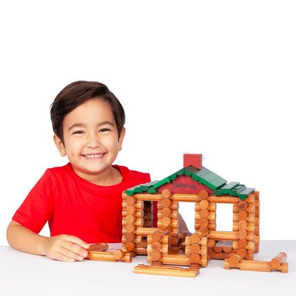 Lincoln Logs | Lincoln Logs 100th Anniversary Tin | Educational Toys for Kids, 111 Piece STEM Learning Kit, Engineering Construction for Kids Aged 8+ | Basic Fun 00854, Brown