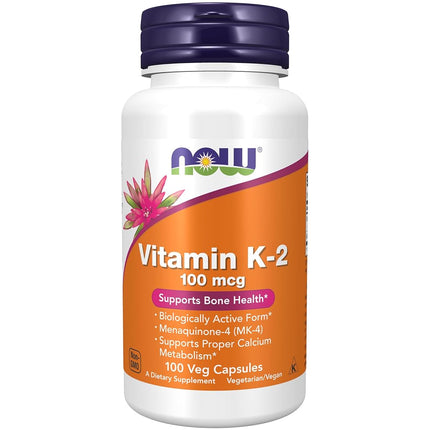 NOW Vitamin K-2 100 mcg,100 Veg Capsules