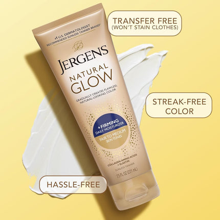 Jergens Natural Glow +FIRMING Daily Moisturizer for Body, Fair to Medium Skin Tones, 7.5 Ounces