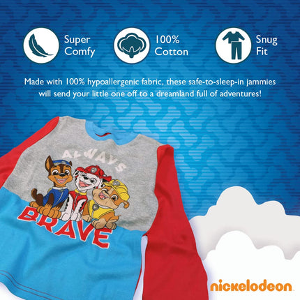 Nickelodeon Boys' Paw Patrol Snug Fit Cotton Pajamas, Brave PUPS, 4