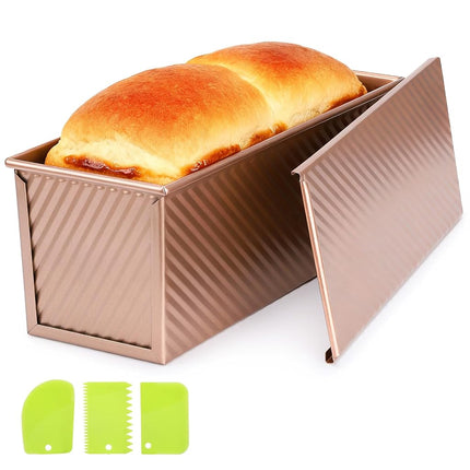 Beasea 2lb Pullman Loaf Pan with Lid, 1 Pack 12x4i