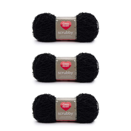Red Heart Scrubby Black Yarn - 3 Pack of 100g/3.5o