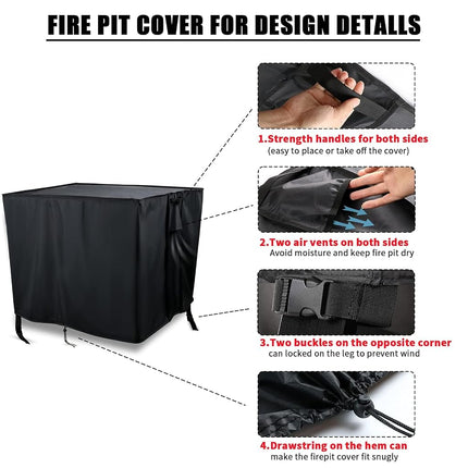 Youlvy Fire Pit Cover Square 38 Inch,Propane Gas Fire Pit Table Cover,Outdoor Waterproof Firepit Table Cover - 38 X 38 X 24 Inch
