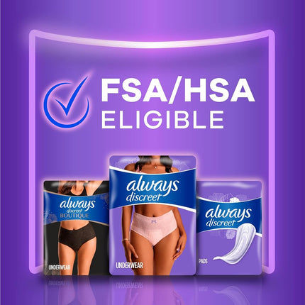 Always Discreet, Incontinence & Postpartum Underwear for Women, Size Large, Maximum Absorbency, Disposable, Large, 17 Count