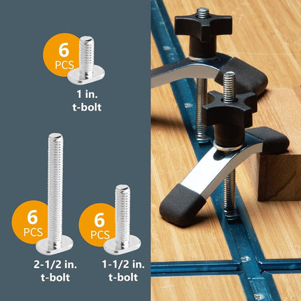POWERTEC 71174 T Track Knob Kit, 5/16-18 Threaded Bolts and Washers, 46 Piece Set, T Slot Bolts, T Track Accessories for Woodworking Jigs and Fixtures