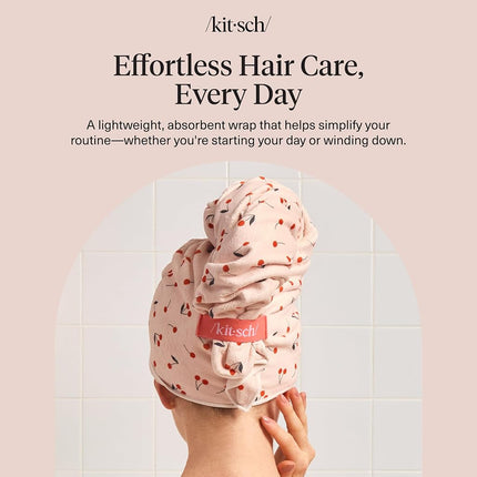 Kitsch XL Plush Microfiber Hair Towel Wrap for Women - Cherry, 40x24 inches