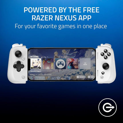 Razer Kishi V2 Mobile Gaming Controller Xbox Edition for iPhone: Console Quality Controls - Universal Fit - Stream PC & Xbox Games - Low Latency - Free Nexus App - 1 Month Xbox Game Pass Incl. - White