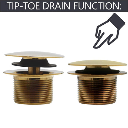 Westbrass 493244H-01 12" & 4" Bath Waste & Overflow Assembly with Tip-Toe Drain Plug and Illusionary Faceplate-SCH. 40 PVC Pipe, 1-Pack, Polished Brass