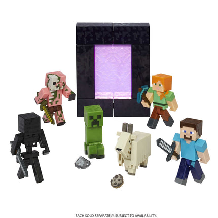 Minecraft Steve Action Figure, 3.25-in, with 1 Build-a-Portal Piece & 1 Accessory, Building Toy Inspired by Video Game, Collectible Gift for Fans & Kids Ages 6+, HFC27