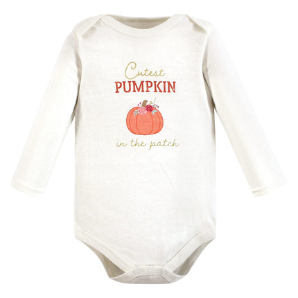 Hudson Baby unisex-baby Cotton Long-sleeve Bodysuits, Cutest Pumpkin, 3-6 Months