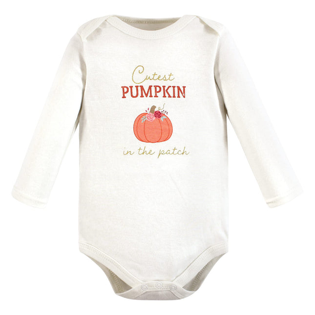 Hudson Baby unisex-baby Cotton Long-sleeve Bodysuits, Cutest Pumpkin, 0-3 Months