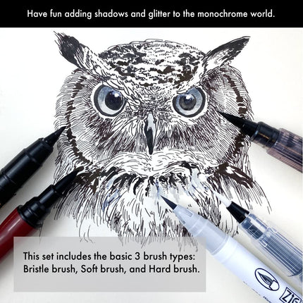 Kuretake Zig INKTOBER special set, Illustration Basic Set, Marking pen (5 pcs), Brush pens and glitter pen, Made in Japan