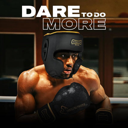 BRAVOSE Armour Boxing Headguard | Professional Strap Boxing, Training, Sparring & Martial Arts Headgear | Head Guard for Ear, Cheek, Face Protection | Helmet for MMA, Kickboxing, Taekwondo (S/M)