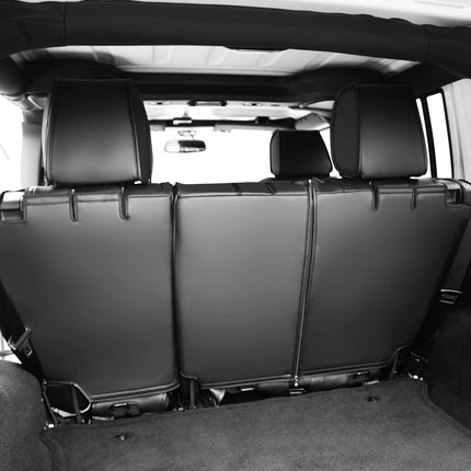 OASIS AUTO OSC-003 Fundas de asiento de cuero hechas a medida para Jeep Wrangler 4dr 2013, 2014, 2015, 2016, 2017 (Negro)