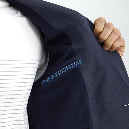 Haggar Men's Smart Wash Performance Tech Blazer Tailored Fit Heather Navy