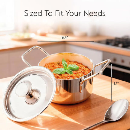 Restaurantware - Cocotte individuelle avec couvercle, 473 ml, 1 cocotte individuelle incassable – Poignées intégrées, durable, cocotte à soupe en acier inoxydable, cuisine et sert des portions individuelles,
