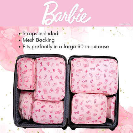 Franco Soft Organization Travel Storage Packing Cubes, 7 Piece Set, Barbie