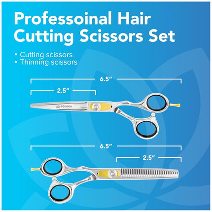 Equinox Professional Razor Edge Series - Hair Cutting and Thinning/Texturizing Scissors/Shears Set - 6.5 - Stainless Steel