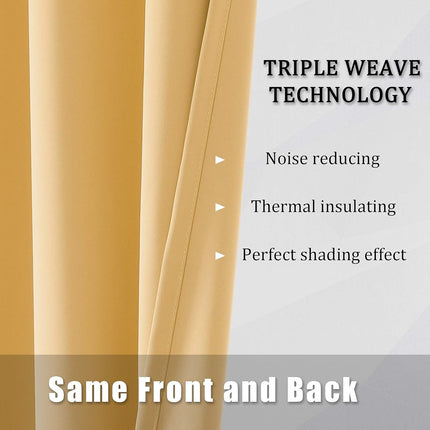 DUALIFE Yellow Curtains 72 Inches Long-Blackout Curtain Panels for Bedroom Room Darkening Solid Window Drapes for Living Room Thermal Insulated Grommet Top 42W x 72L,2 Panels Desert Mist