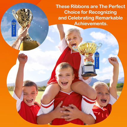180PCS Award Ribbons, Medal Ribbons for 1st, 2nd, 3rd Place, Event Card & Rope Included, Perfect for Competitions, Sports Events, School Challenges, Vibrant Blue, Red, and White