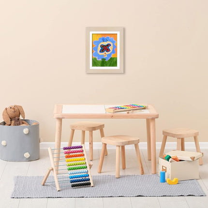 Americanflat Kids Artwork Display Frame Changeable (Light Wood) - Magnetic Door Holds 100 Art Pieces - A4 Size Display with Mount or 10x12.5 Without Mount - My Mini Masterpiece
