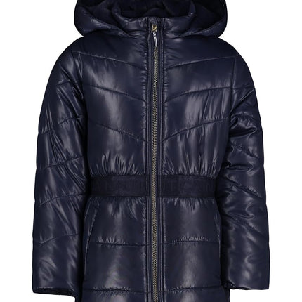Nautica girls Heavyweight Hooded Winter Puffer Coat With Full Length Zipper, Peacoat Sparkle, 6X