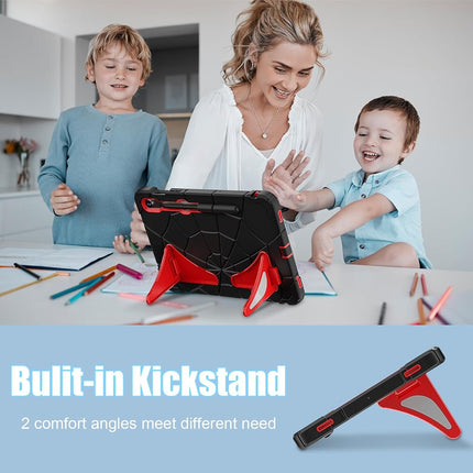 AKABEILA Compatible with Samsung Galaxy Tab S10 FE 2025 Tablet Case，Lightweight Shockproof Rugged Protective Cover with Kickstand for Kids Children Boys Babies Black Red