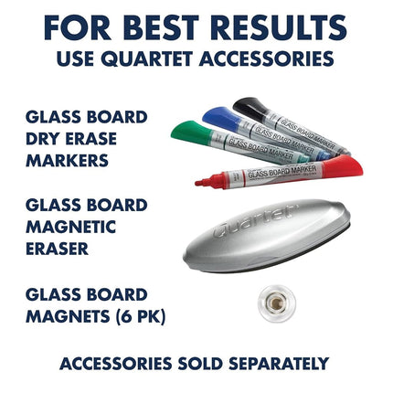 Quartet Magnetic Glass Dry-Erase White Board, 48" x 36" Standard Size Whiteboard, InvisaMount Frameless Mounting, 1 Accessory Tray, 1 Dry Erase Marker and 2 Glass Board Magnets (Q25F01IMW)