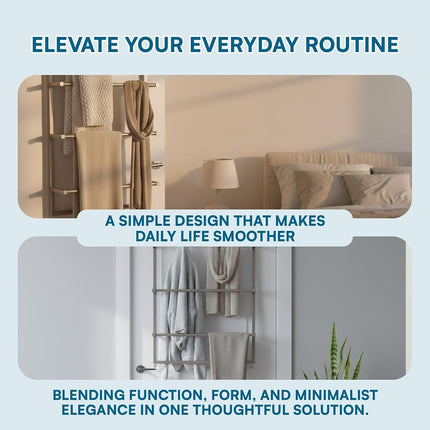 Honey-Can-Do Over-The-Door 3-Tier Towel Rack, Towel Rail, Bathroom Towel Holder, Steel, Satin Nickel, 15 lbs