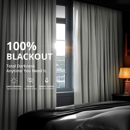 HPD Half Price Drapes Velvet Blackout Curtains/Drapes - 84 Inches Long 1 Panel Blackout Curtain Signature Pleated for Living Room & Bedroom - 25W X 84L, Reflection Grey