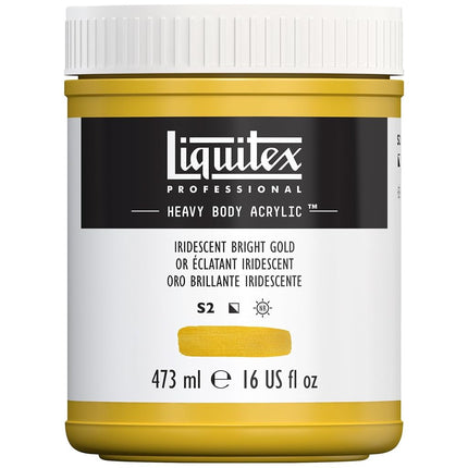 Pintura Acrílica de Cuerpo Espeso Profesional Liquitex, Pote de 16 oz (473 ml), Oro Brillante Iridiscente