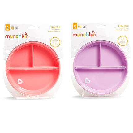Munchkin Stay Put Divided Suction Plates, Pink/Purple