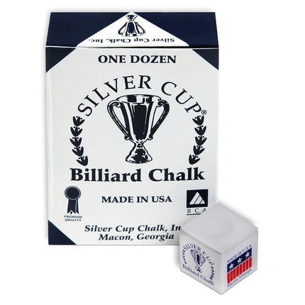 One Dozen White Silver Cup Pool Cue Chalk by Silver Cup