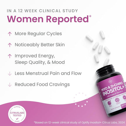 Premium Inositol Supplement - Myo-Inositol and D-Chiro Inositol Plus Folate and Vitamin D - Ideal 40:1 Ratio - Hormone Balance & Healthy Ovarian Support for Women - Vitamin B8-30 Day Supply