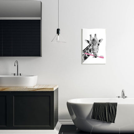 Stupell Industries – Plaque murale décorative salle de bain Motif animaux amusants – Design Annalisa Latella