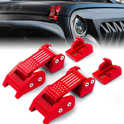 Xprite Aluminum Red Hood Latches with U.S. Flag, A
