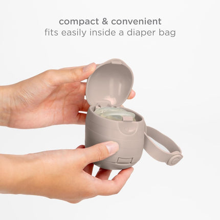 Ubbi On-The-Go Dual Pacifier Holder, Keep's Baby's Binkies Clean and Accessible, Portable for Travel, Diaper Bag Accessory Must Have for Newborns, Taupe