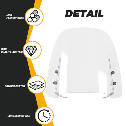ECOTRIC Universal Scooter Windshield 14.3"x16.5" Compatible with Yamaha Honda 125cc 150cc Moped Dirt Bike Motorcycle Windscreen Transparent Acrylic