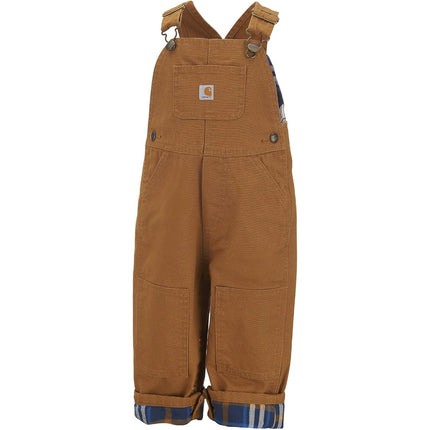 Carhartt Baby Boys' Canvas Overall Flannel Lined, Brown, 12 Months